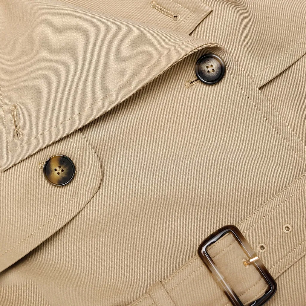 Beige Cropped Trench Jacket