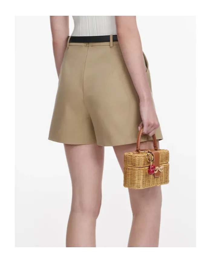 Self-Portrait Belted Pleated Shorts