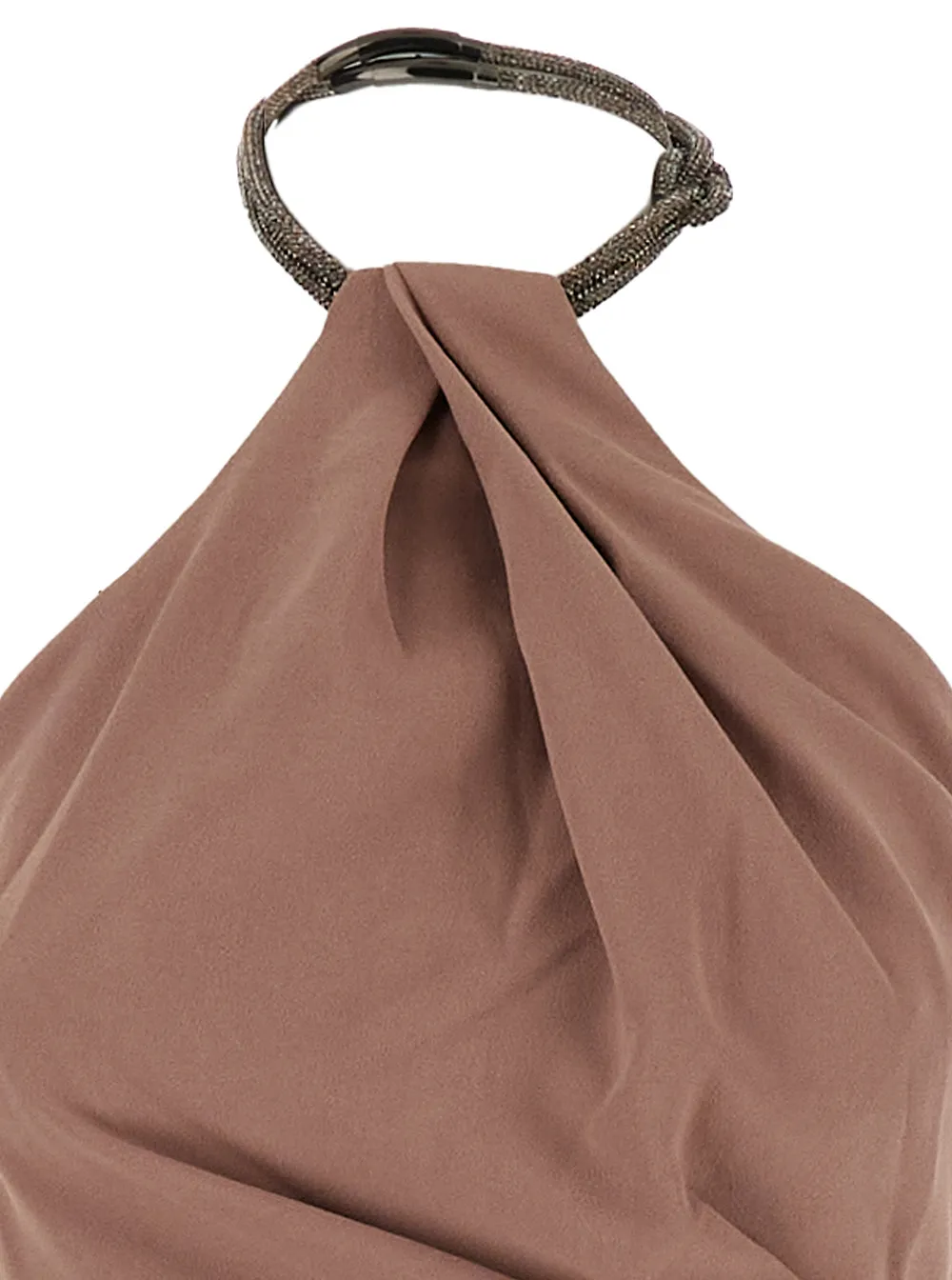 Solace London Rhinestone Neckline Draped Dress