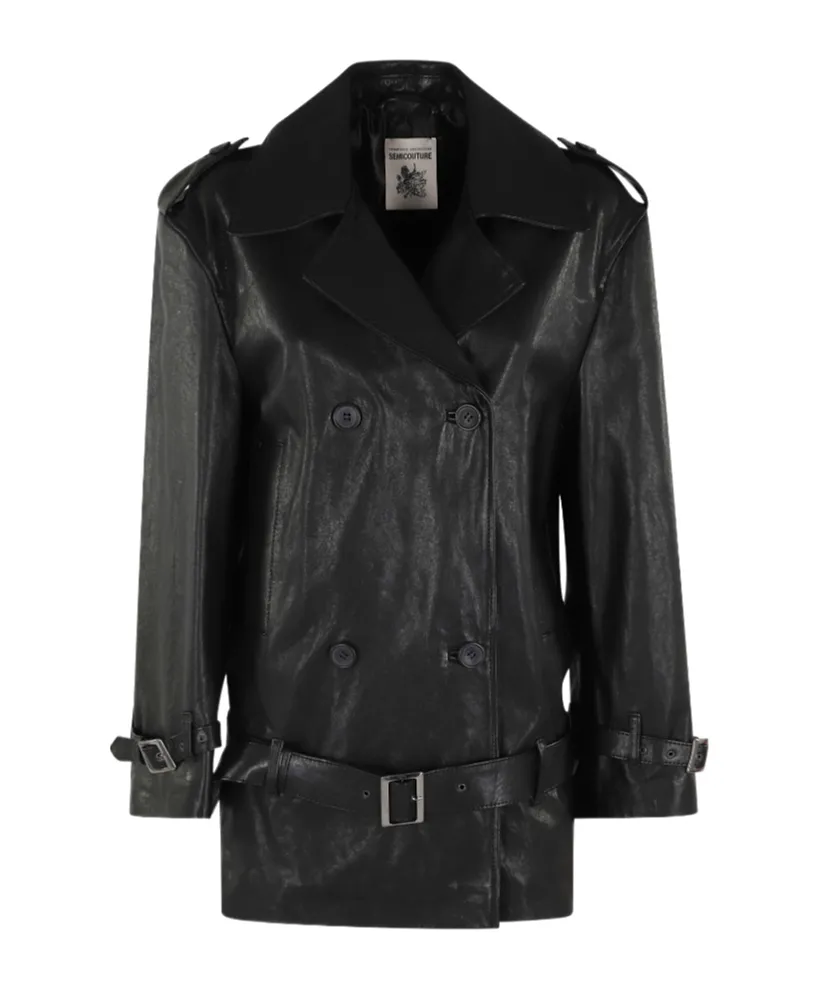 Long-Sleeved Leather Jacket