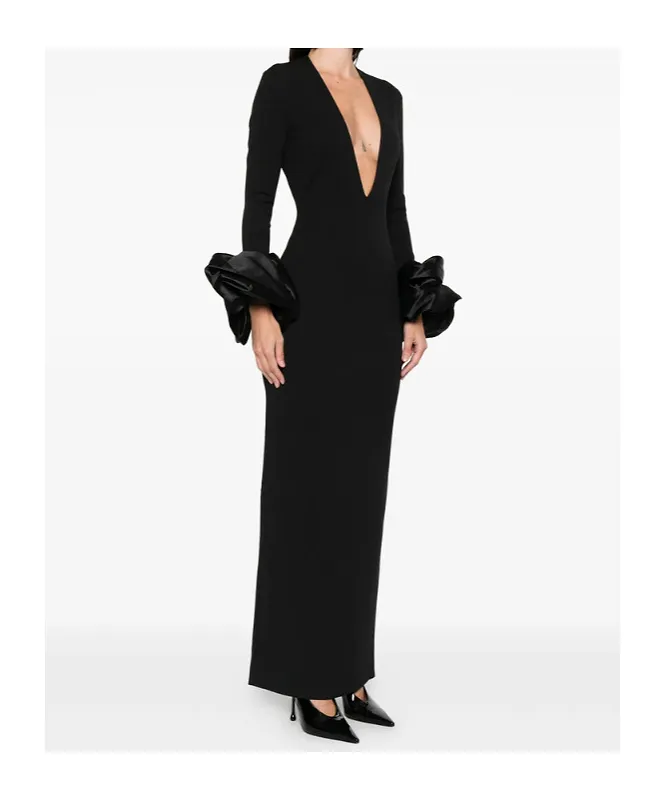 V-Neck Ruffled Dress
