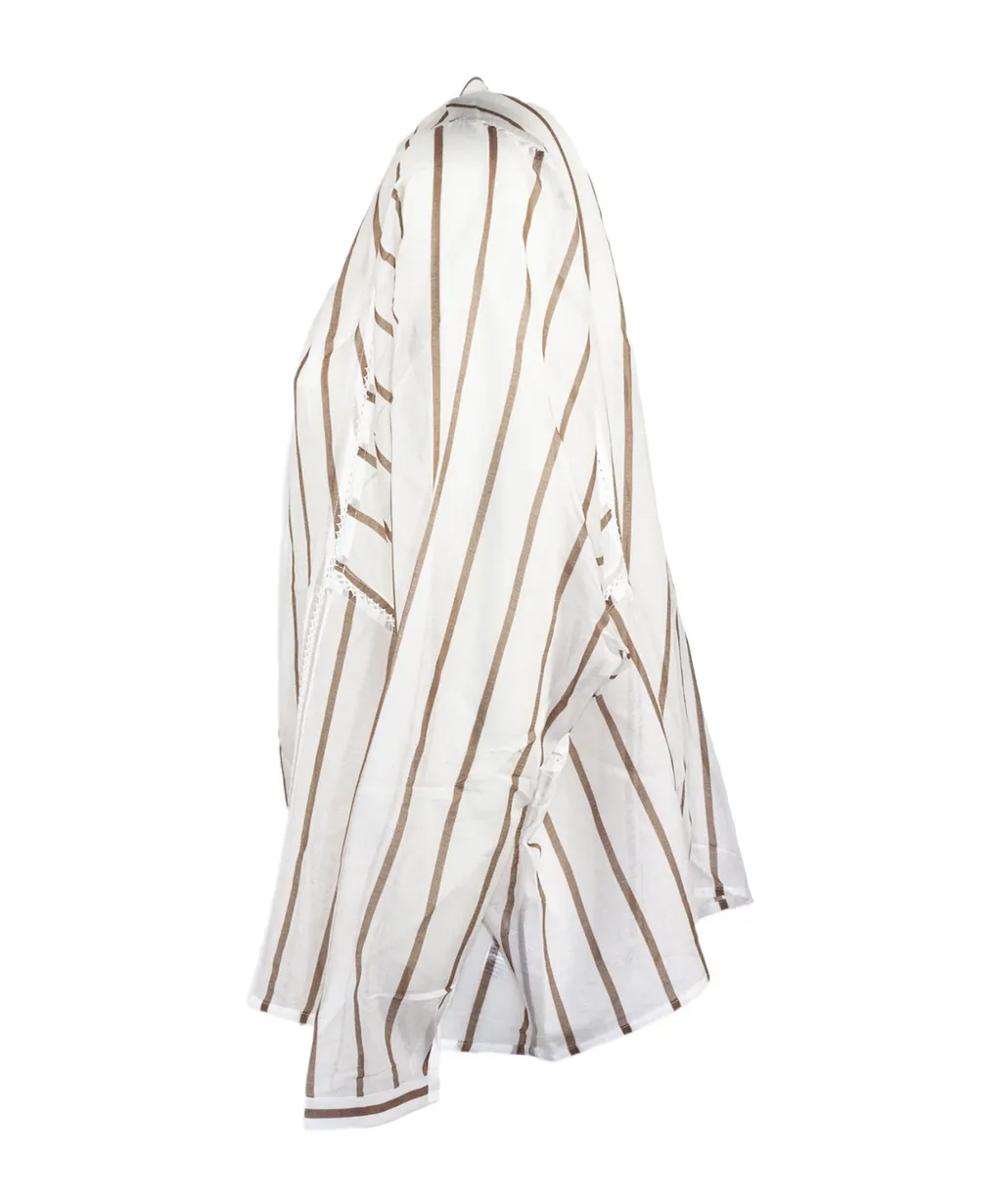 Semicouture Striped Lace Detail Shirt