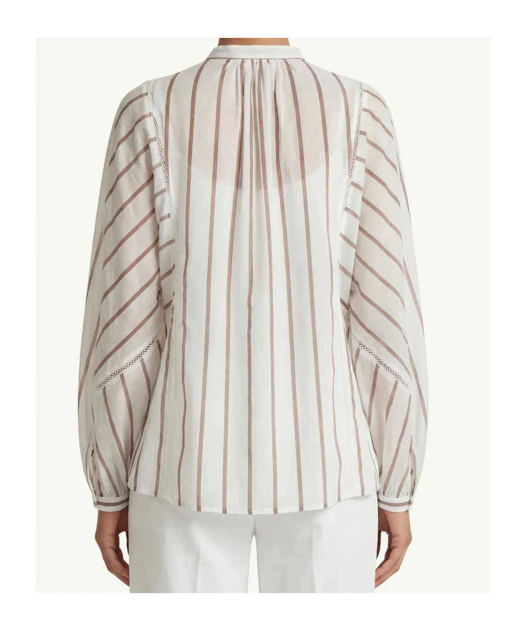 Semicouture Striped Lace Detail Shirt