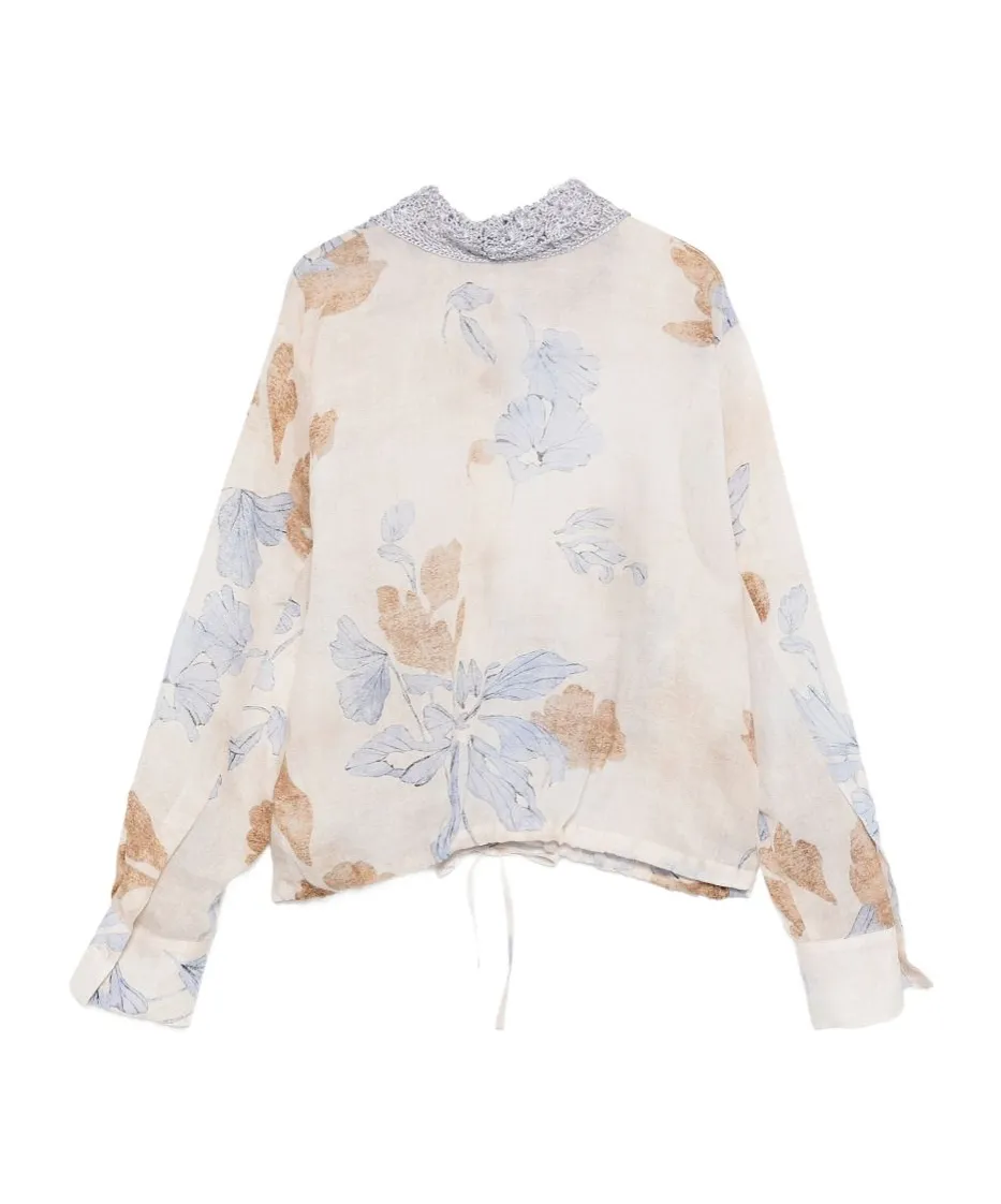 Floral Crocheted Collar Top