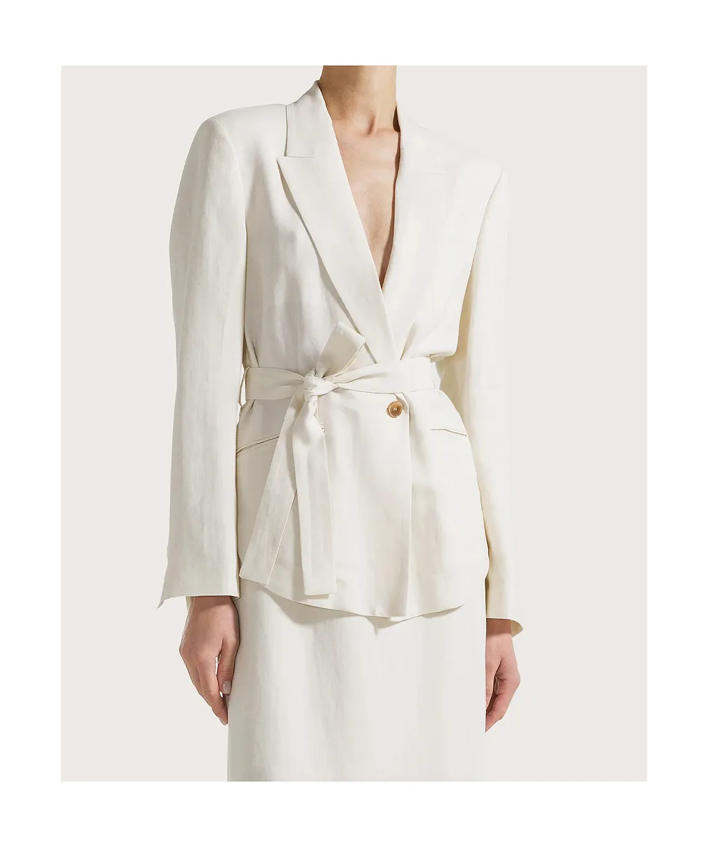 Tie-Detail Single-Breasted Blazer