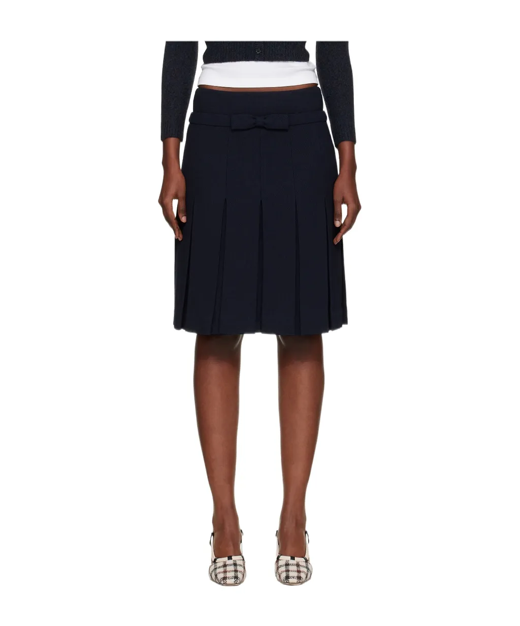 Bow Waist Pleated Skirt