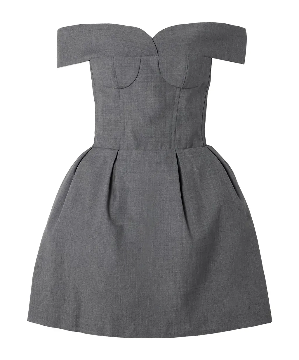 Off-Shoulder Pleated Dress