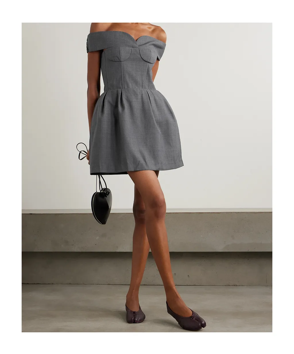 Off-Shoulder Pleated Dress