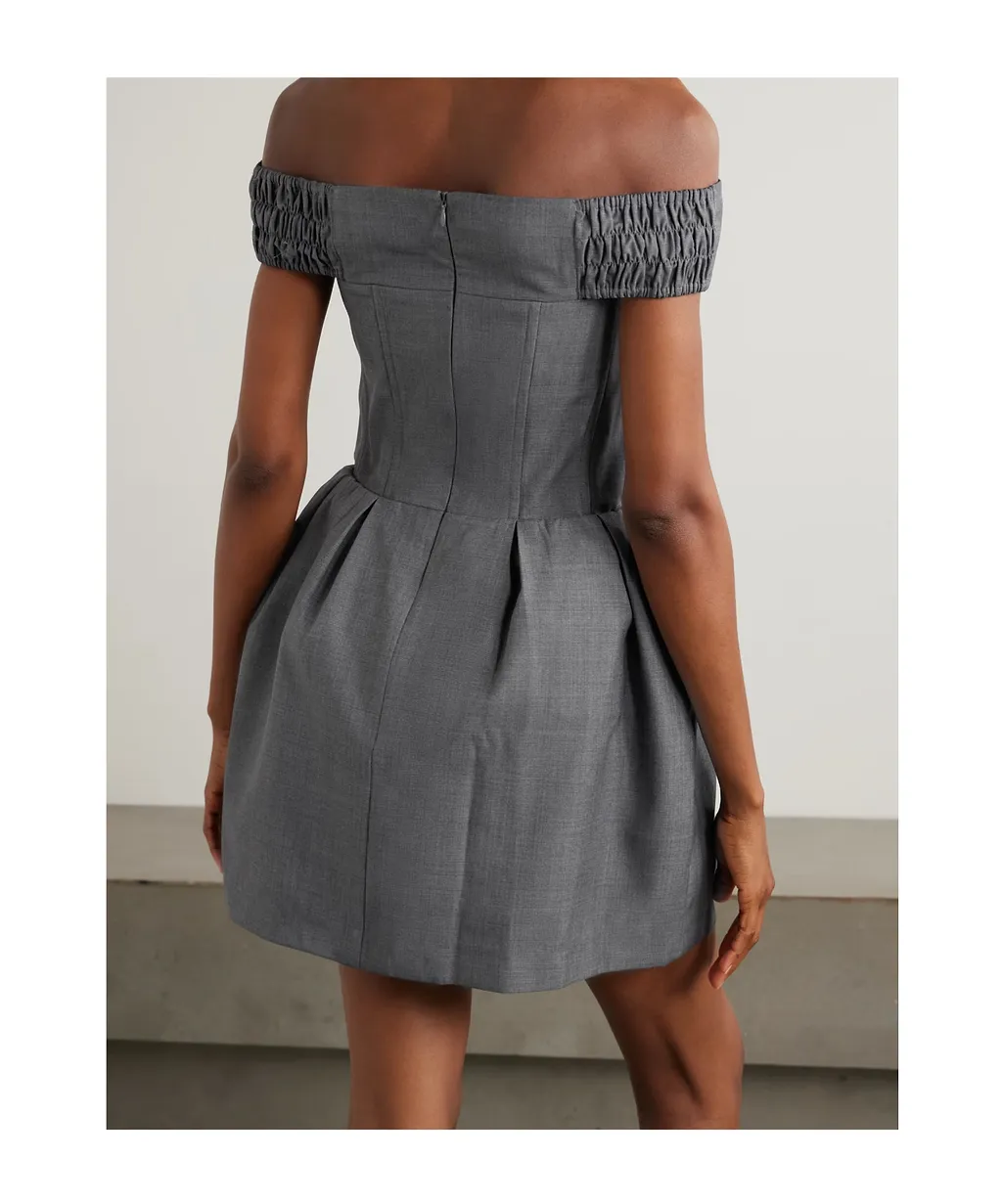 Off-Shoulder Pleated Dress