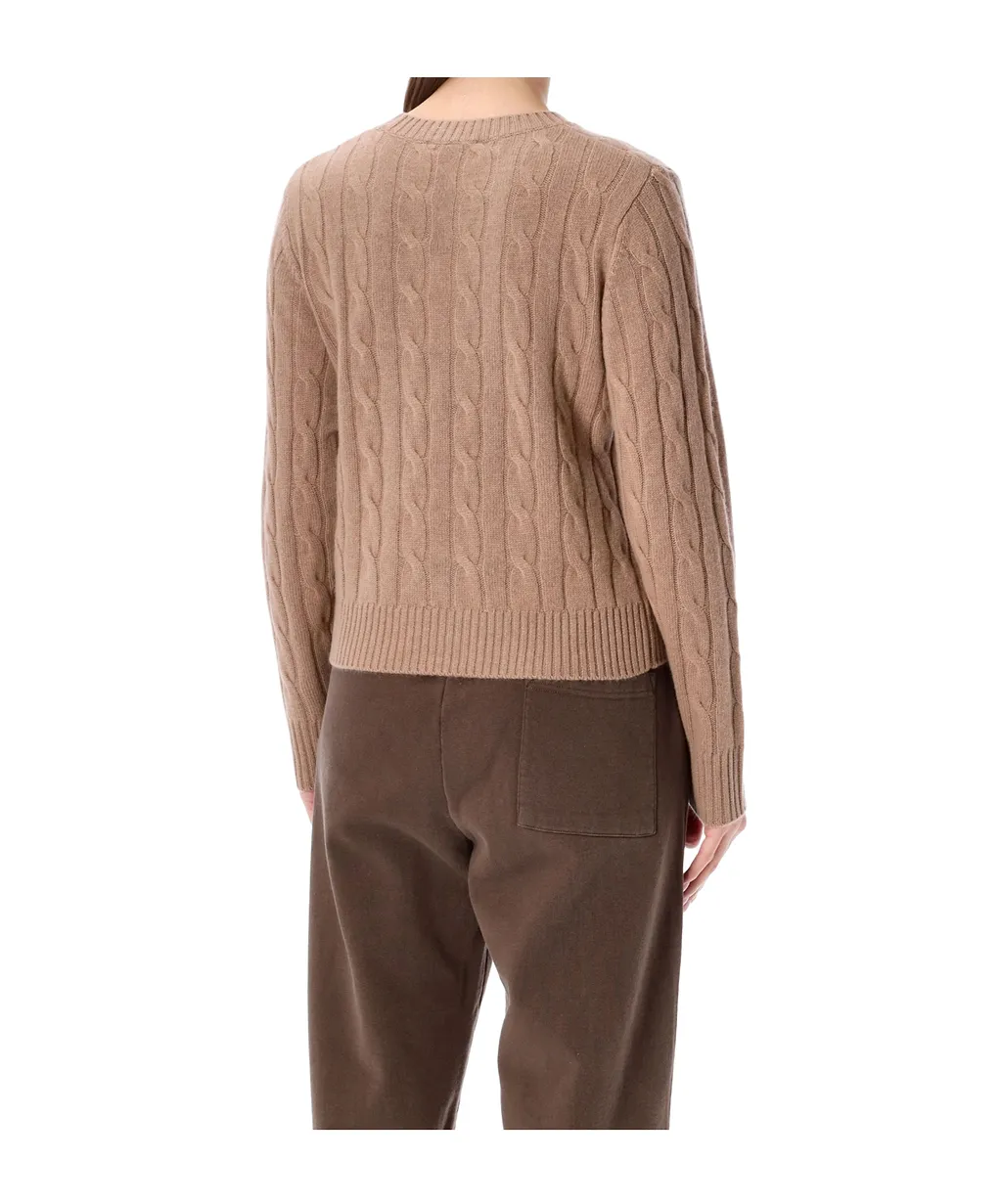 Sporty & Rich Cable-Knit Cropped Sweater