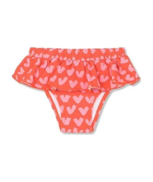 Heart-Print Ruffled Bikini Bottoms