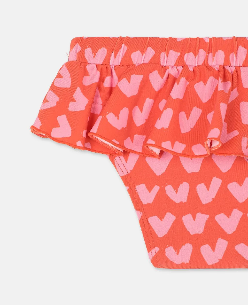 Heart-Print Ruffled Bikini Bottoms