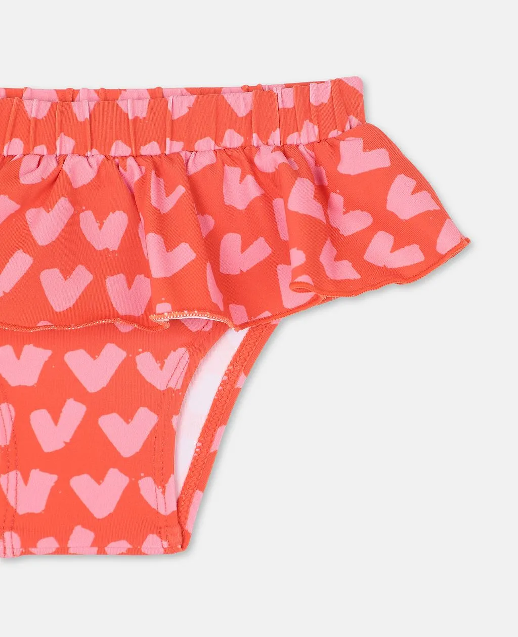 Heart-Print Ruffled Bikini Bottoms