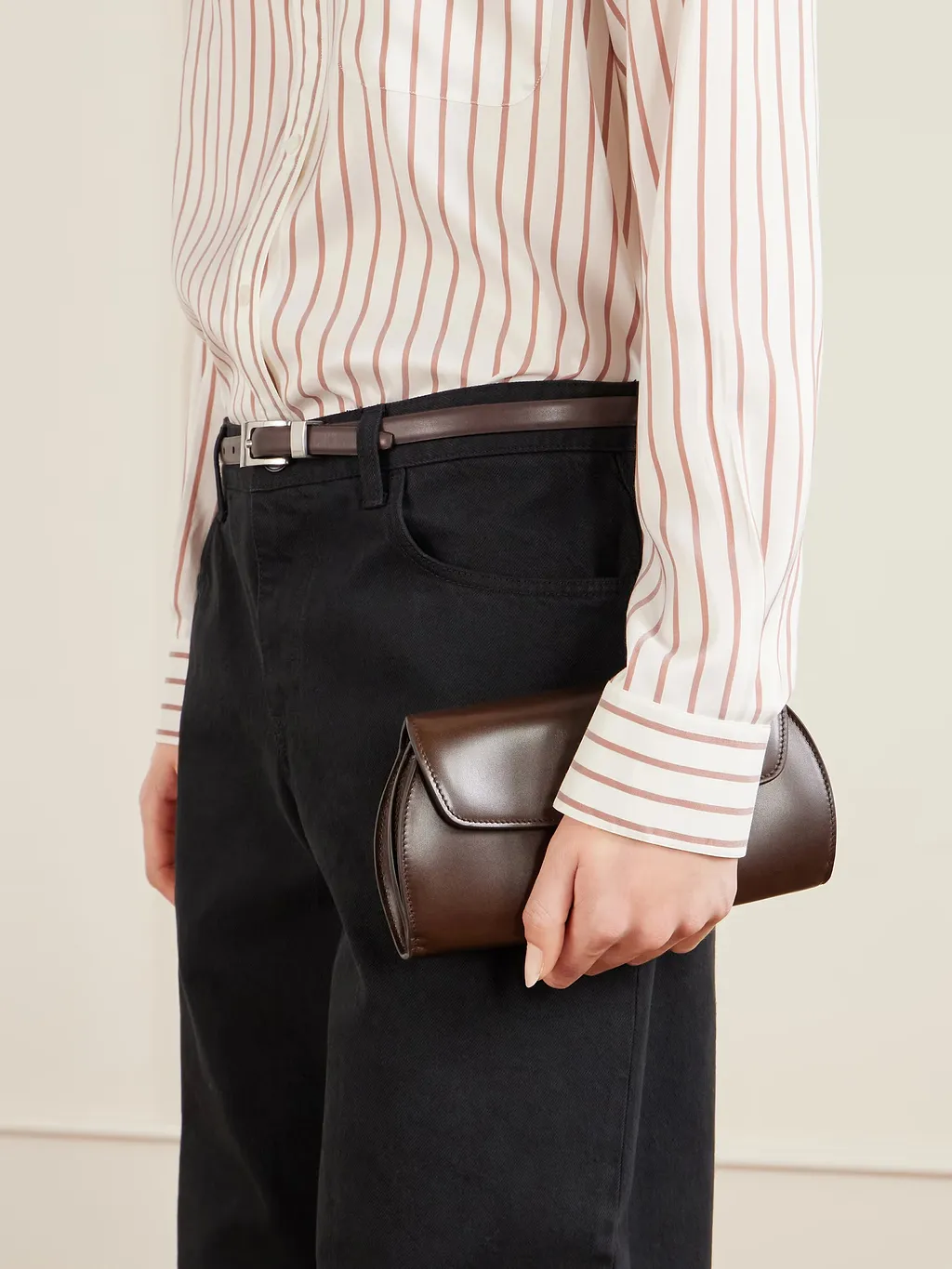 Curved Leather Clutch