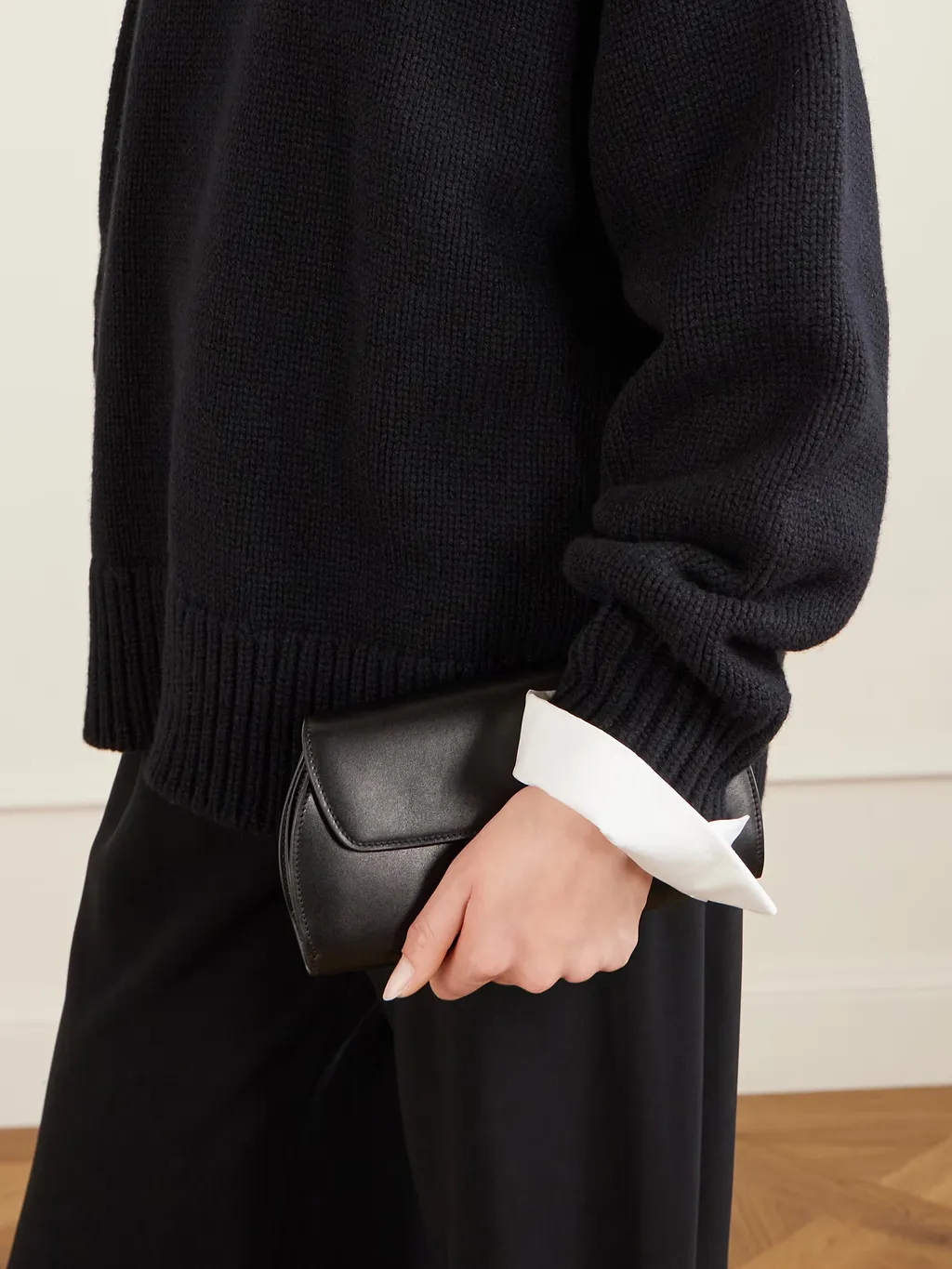 Curved Leather Clutch