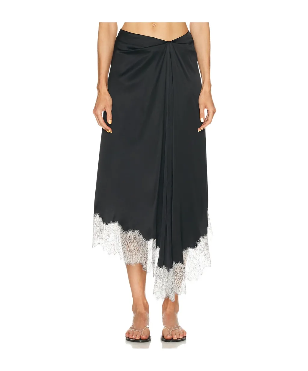 Lace-Trimmed Midi Skirt