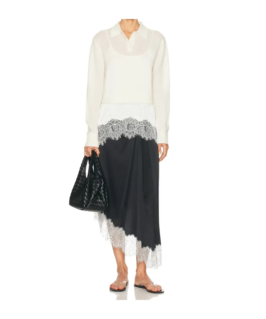 Lace-Trimmed Midi Skirt