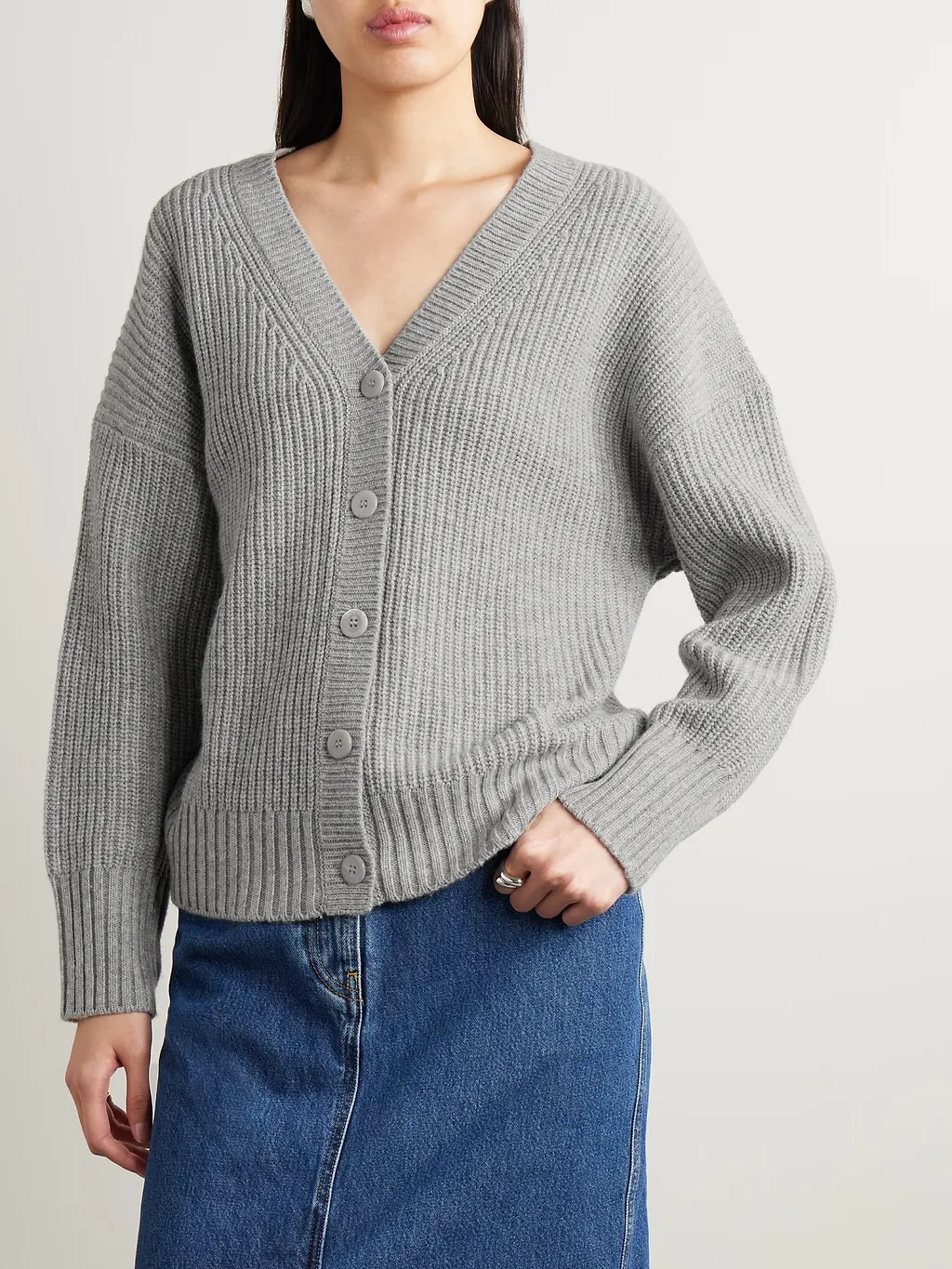 Matilda Ribbed Knit Wool Blend Cardigan
