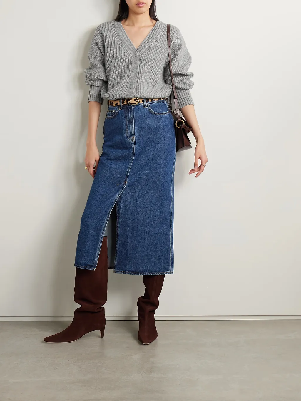 Matilda Ribbed Knit Wool Blend Cardigan