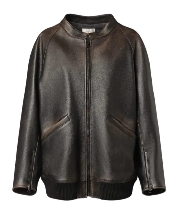 Long-Sleeved Leather Jacket