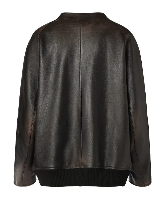 Long-Sleeved Leather Jacket