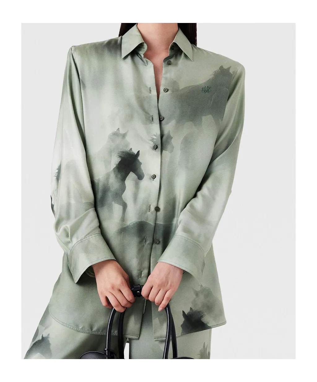 Stella Mccartney Horse Printed Curved Hem Shirt