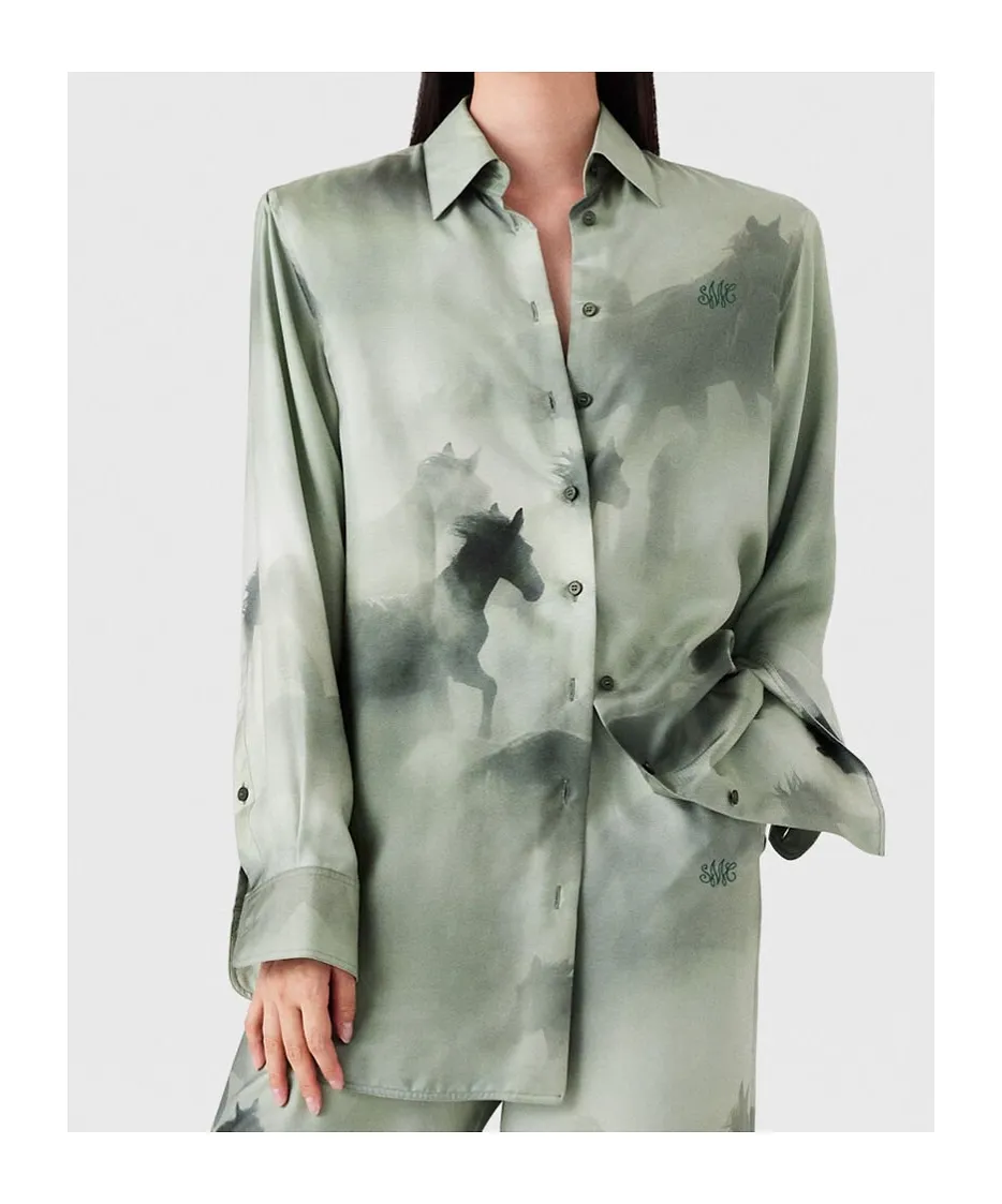 Stella Mccartney Horse Printed Curved Hem Shirt
