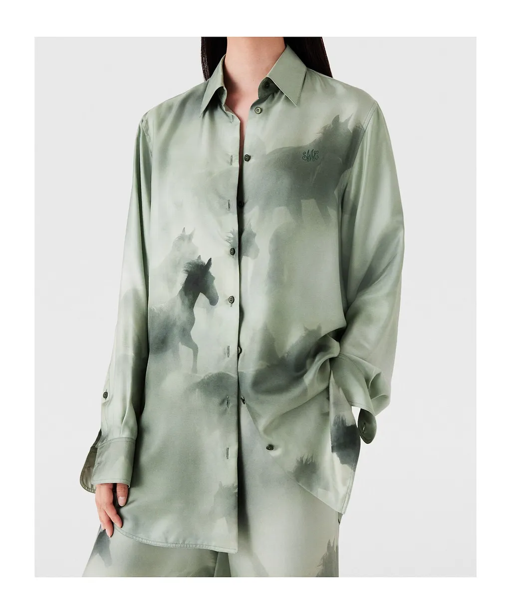 Stella Mccartney Horse Printed Curved Hem Shirt