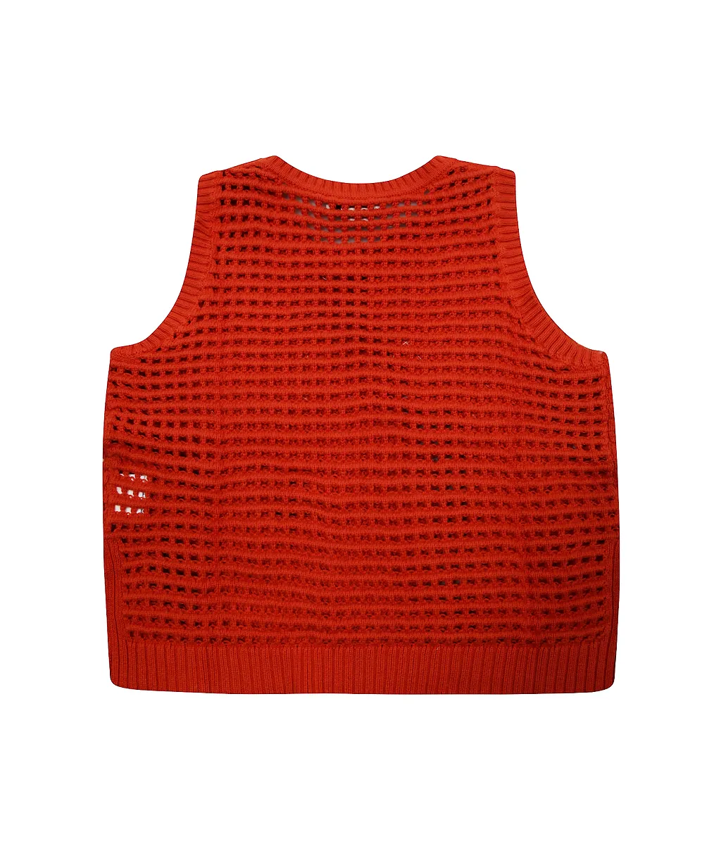 Stella Mccartney Kids Logo Embroidered Open-Knit Top