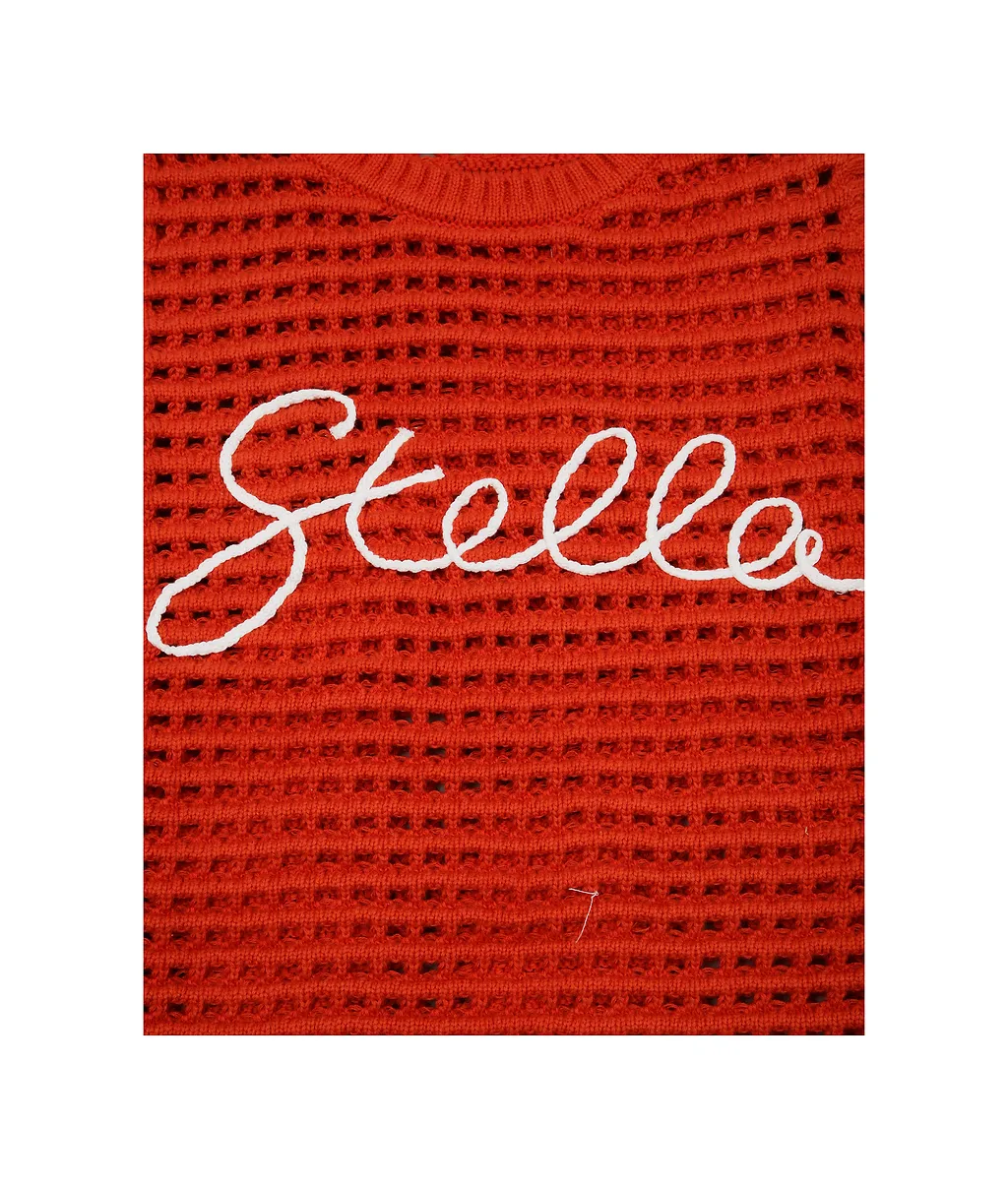 Stella Mccartney Kids Logo Embroidered Open-Knit Top