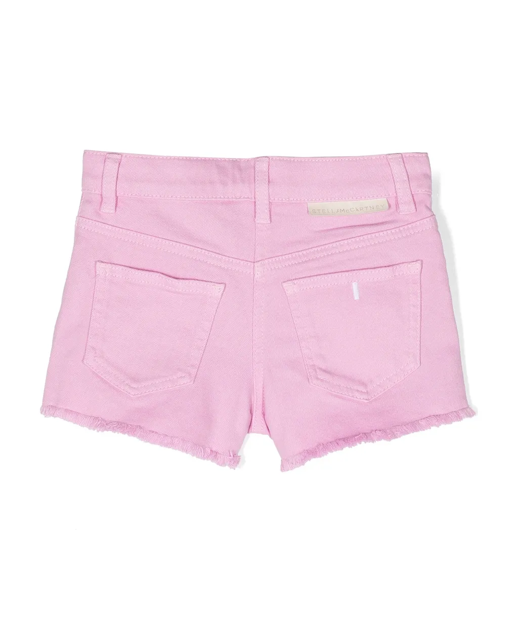 Stella Mccartney Kids Logo Patch Mid-Rise Denim Shorts