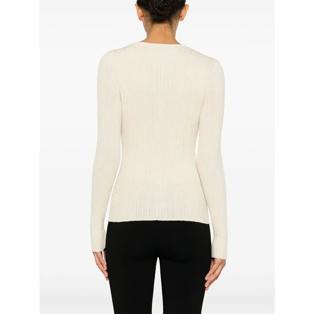 Fine-Ribbed V-Neck Jumper