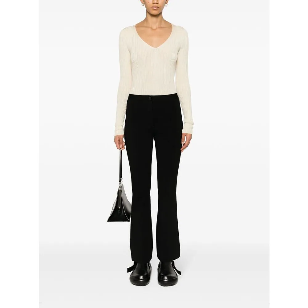 Fine-Ribbed V-Neck Jumper