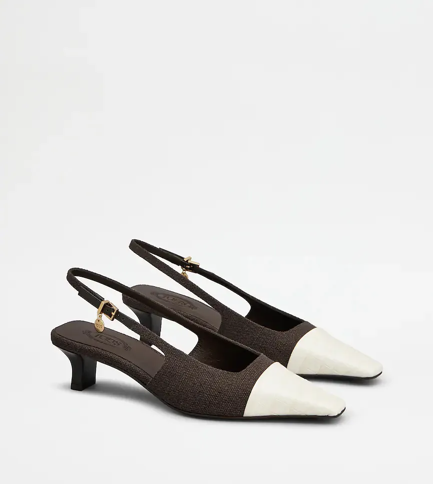 Croc-Effect Slingback Pumps