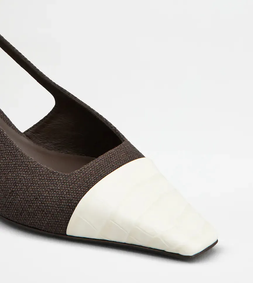 Croc-Effect Slingback Pumps