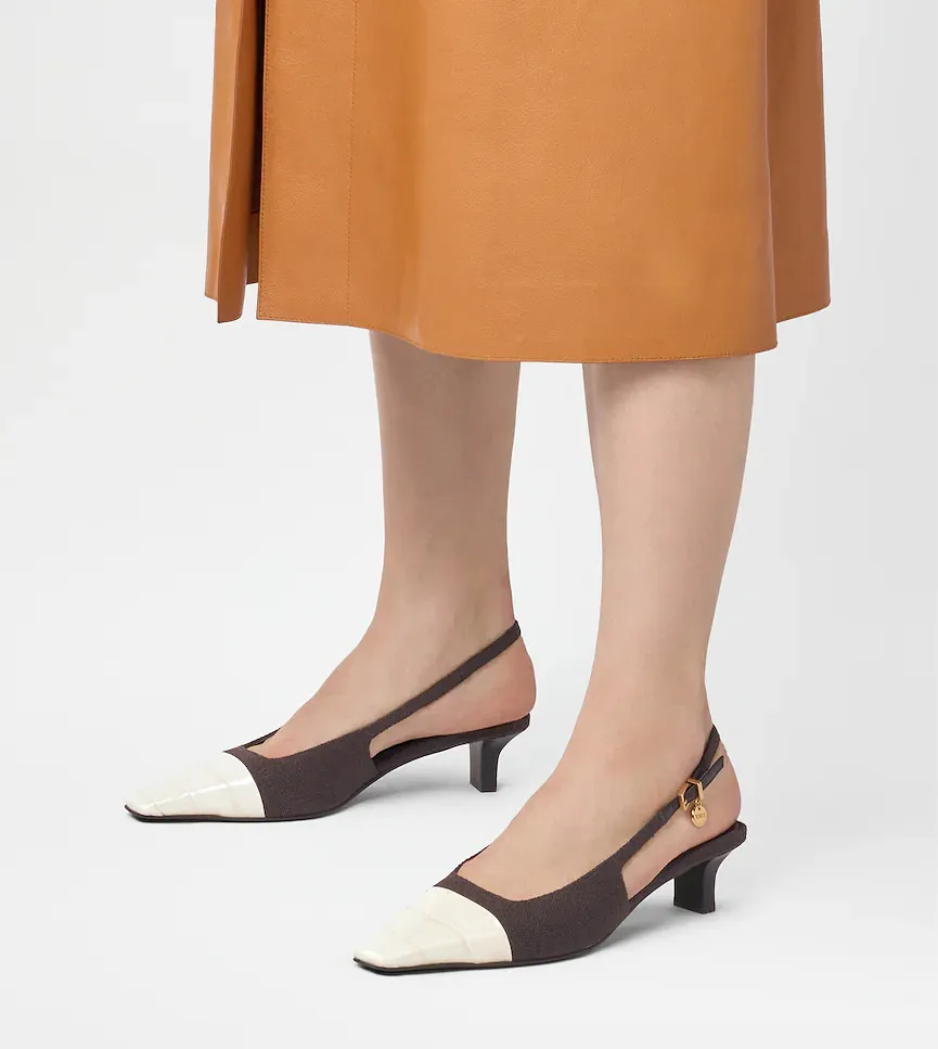 Croc-Effect Slingback Pumps