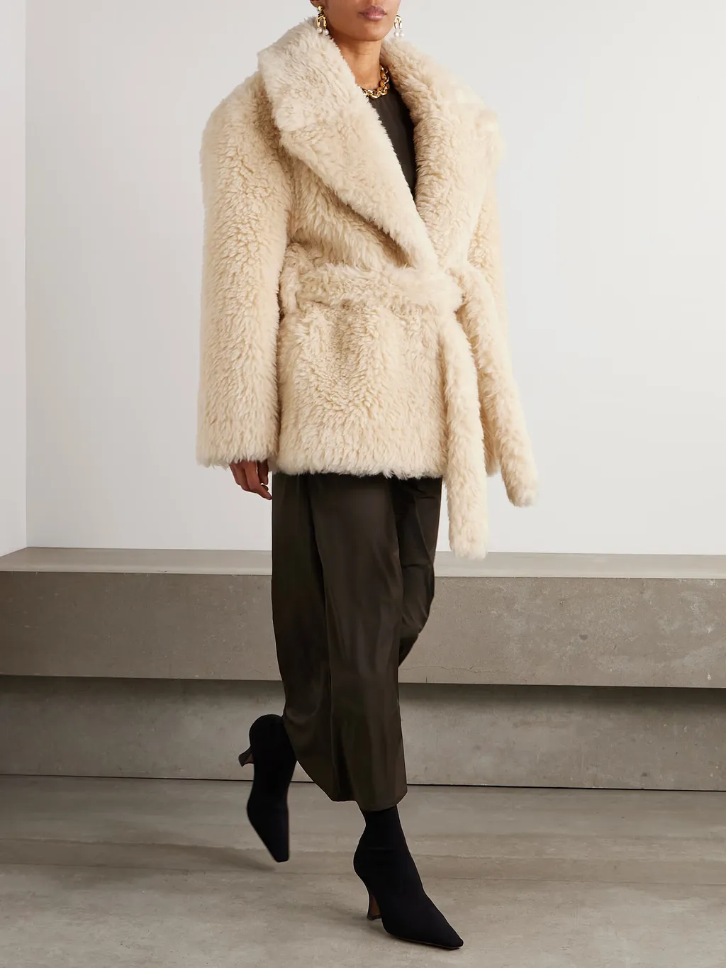 Wool-Blend Fleece Coat