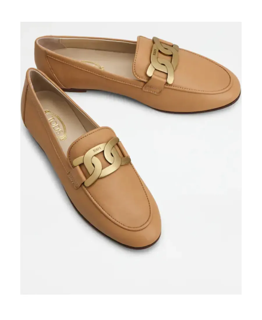Kate Gold-Chain Leather Loafers