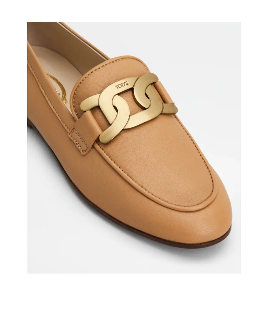 Kate Gold-Chain Leather Loafers