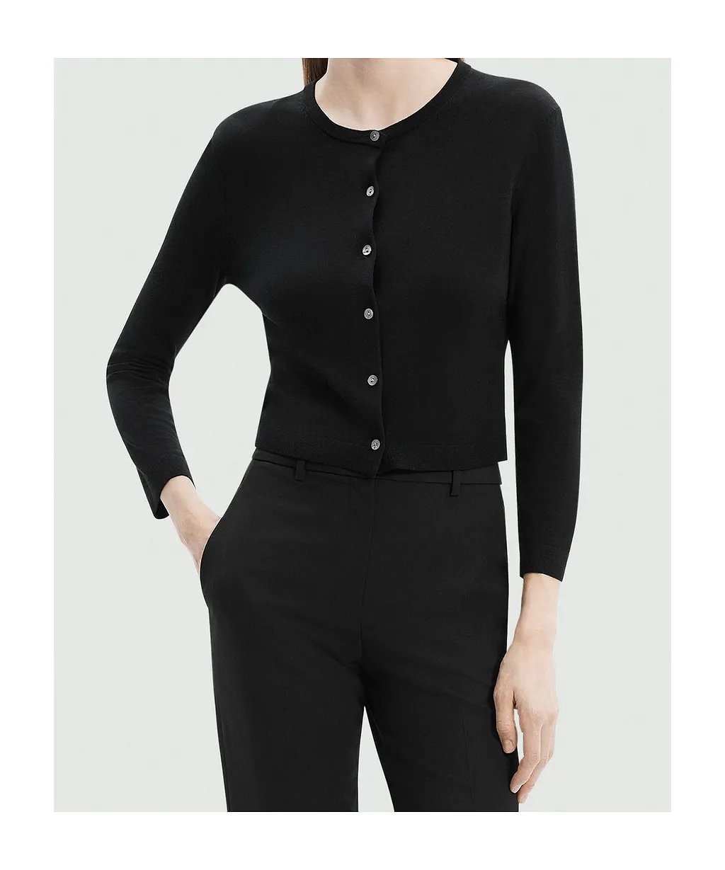 Theory Cropped Button-Up Cardigan