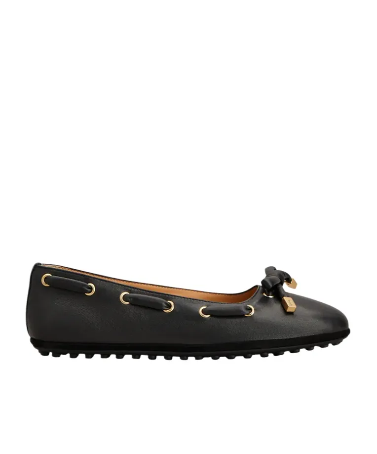 Tod's Bow-Detailred Round-Toe Flat Shoes