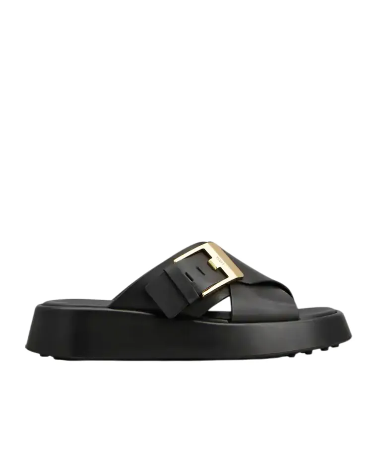 Tod's Buckled Cross-Strap Slides