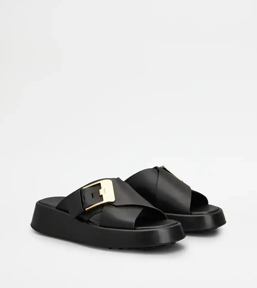 Tod's Buckled Cross-Strap Slides