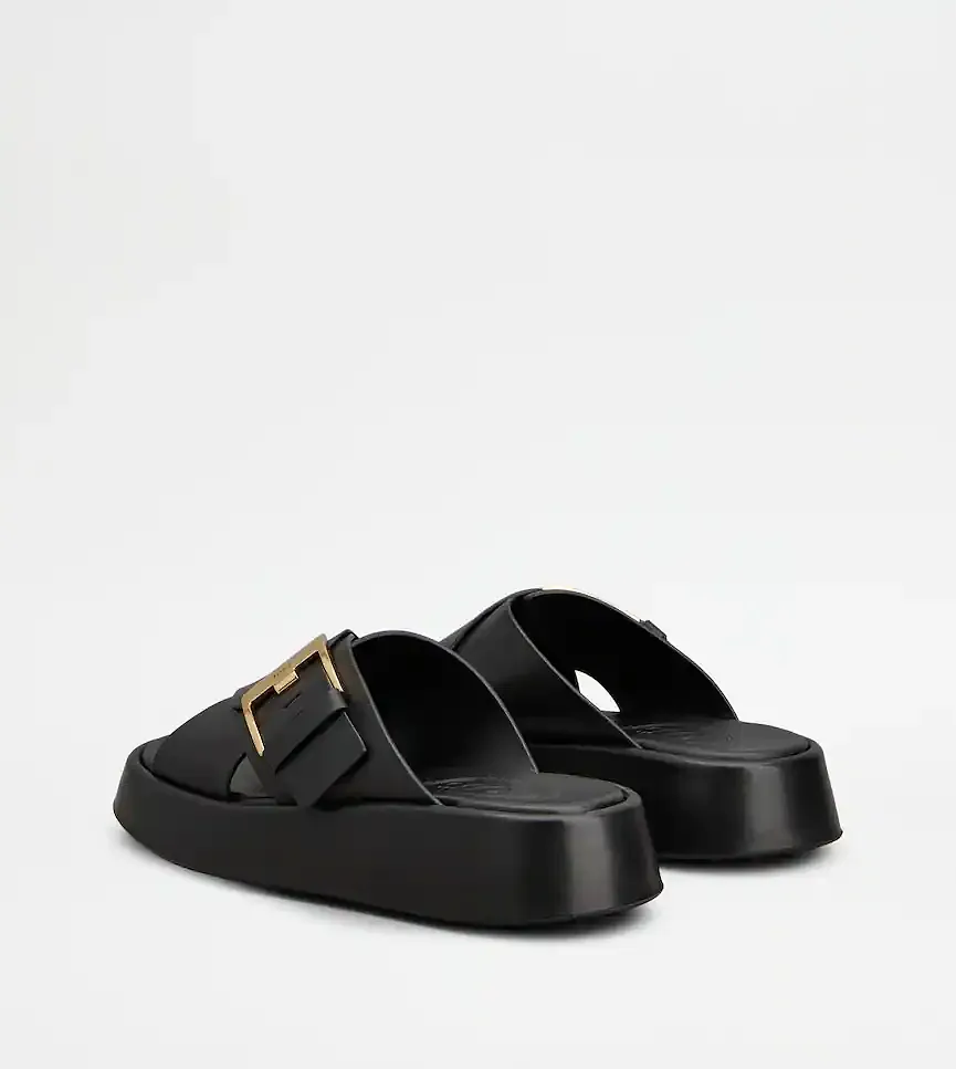 Tod's Buckled Cross-Strap Slides