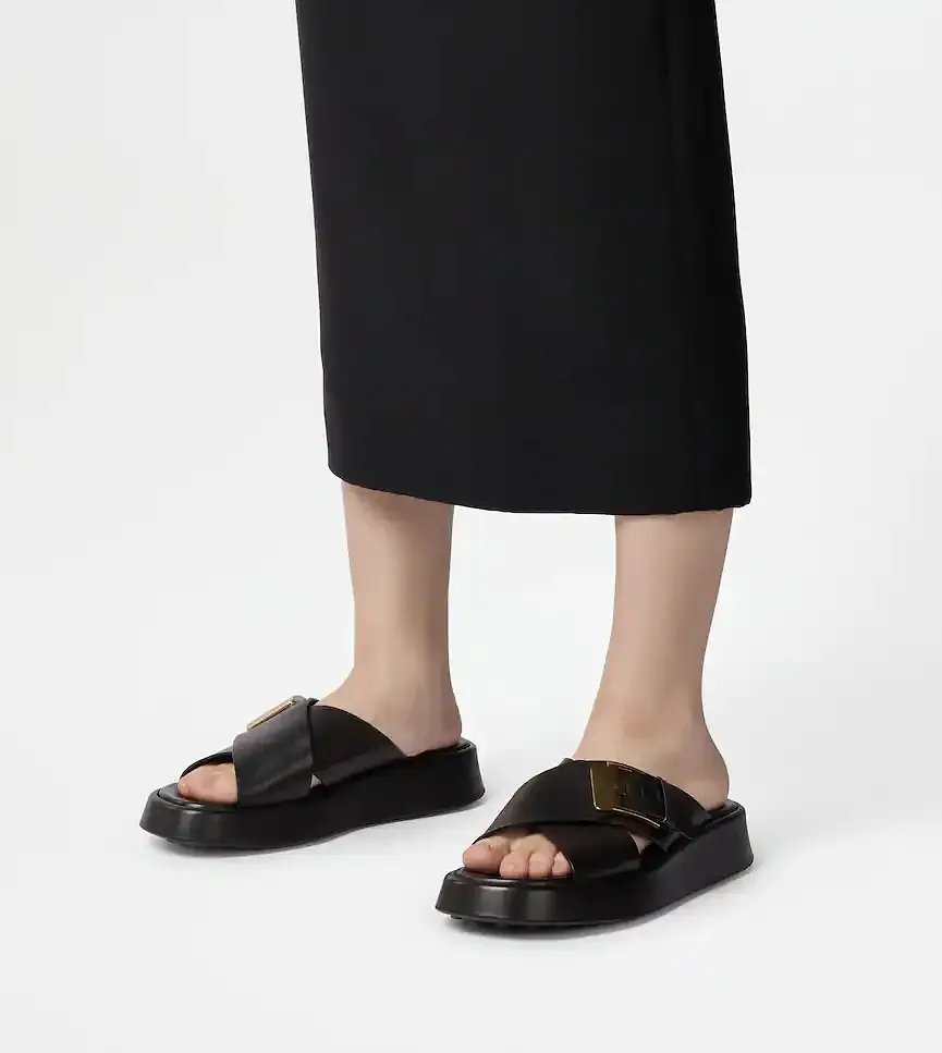 Tod's Buckled Cross-Strap Slides