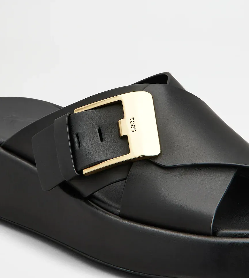 Tod's Buckled Cross-Strap Slides