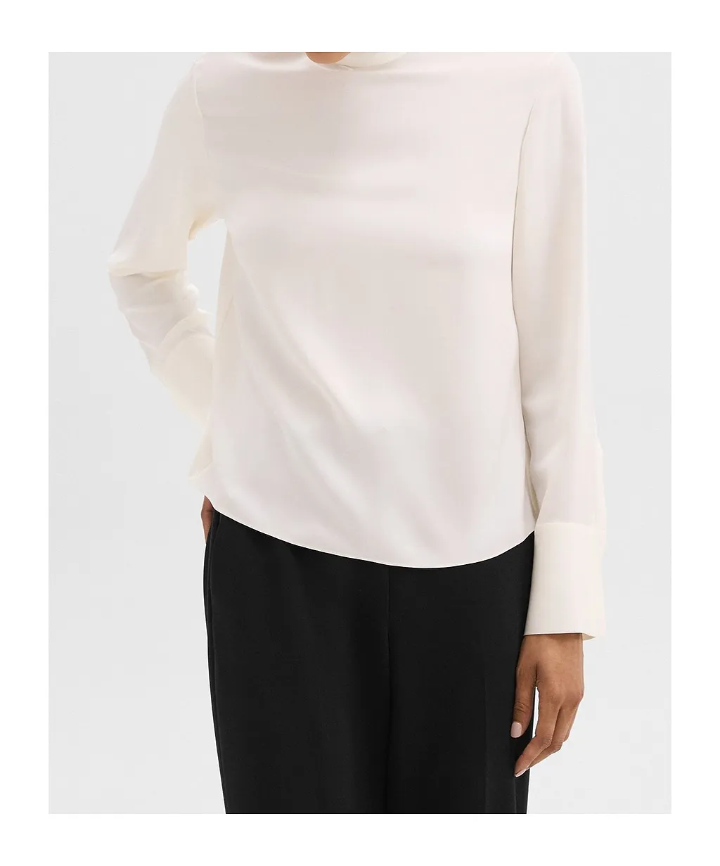 Theory Tie-Neck Relaxed Long-Sleeved Top
