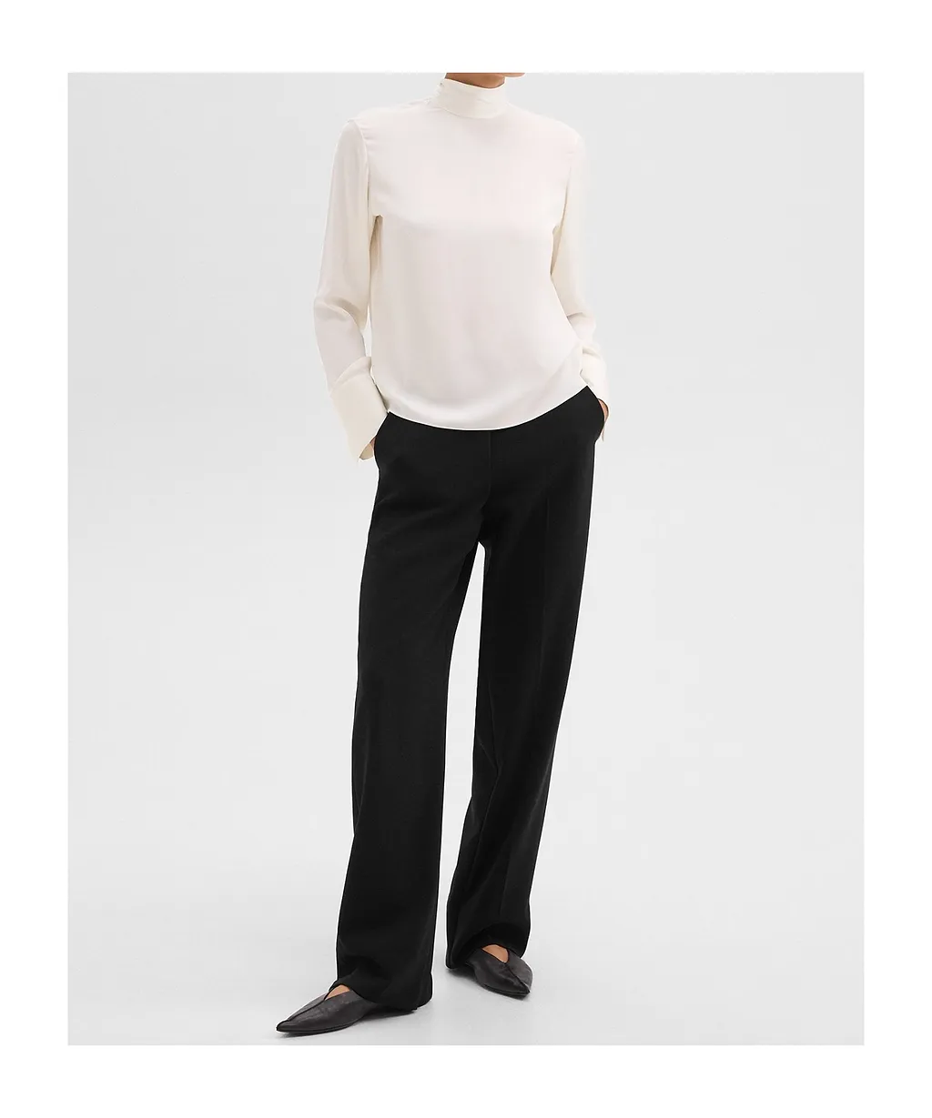 Theory Tie-Neck Relaxed Long-Sleeved Top
