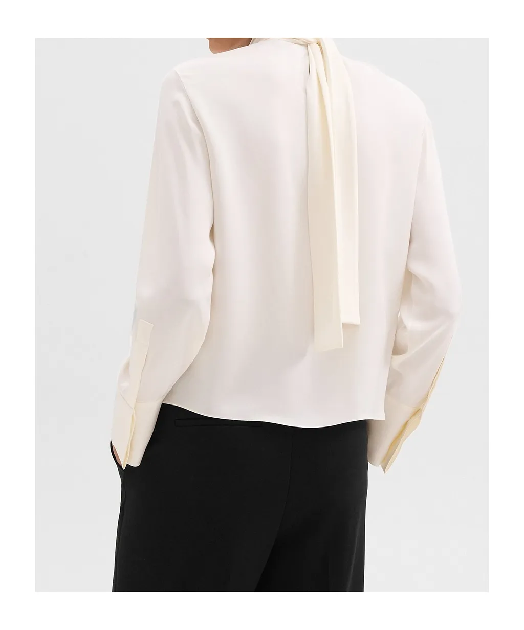 Theory Tie-Neck Relaxed Long-Sleeved Top