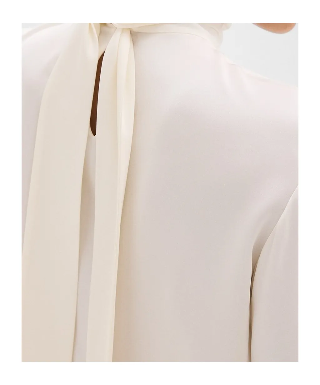 Theory Tie-Neck Relaxed Long-Sleeved Top